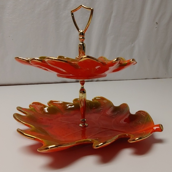 California Pottery Double Tiered Leaf Tray!! - Picture 3 of 8